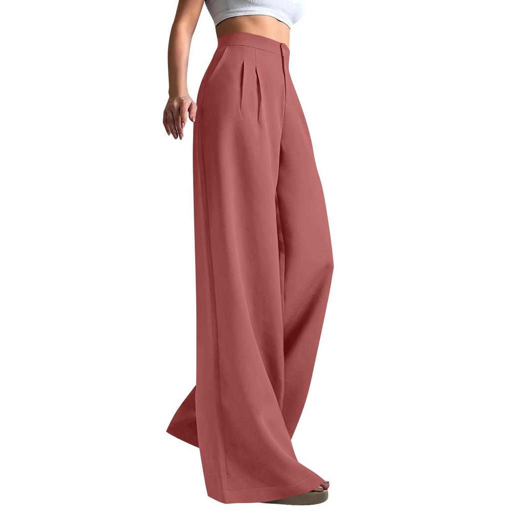 Рабочие брюки женские деловые повседневные с высокой посадкой и широкими штанинами, нарядные рабочие наряды