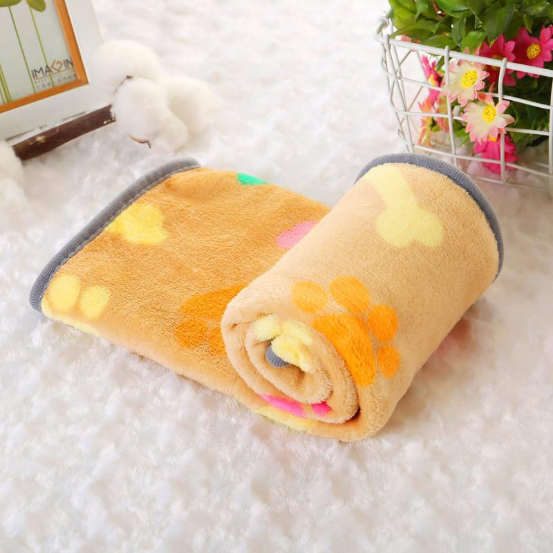 Soft Fluffy Fleece Pet Blanket Paw Print Washable Couch Protector Mat for Small Medium Dogs Cats Home Use