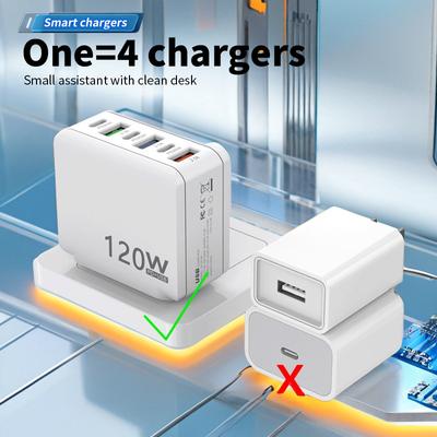 Зарядное устройство для смартфона 120 Вт Европейское и британское 3 USB+3PD Многопортовый адаптер Быстрая зарядка Зарядная головка