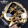 Steampunk Fashion Triangle Golden Skeleton Movement Mysterious Men Automatic Mechanical Wrist Watches Top Brand Luxury