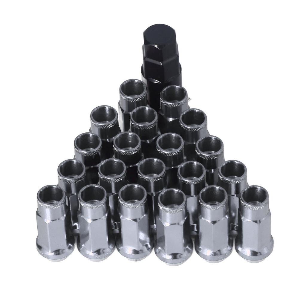20pcs M12x1.25 Metal Wheel Lug Nuts Universal Car Accessories Replacement for Mitsubishi Silver