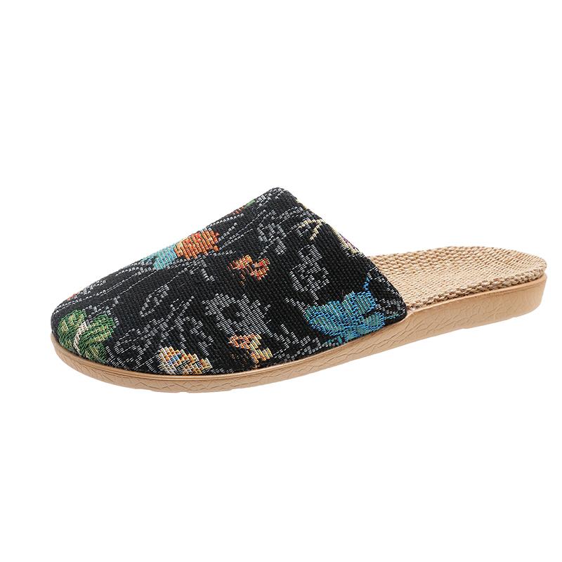 Модные новые осенние женские тапочки с круглым носком на плоской подошве для женщин. Закрытые туфли на платформе для дома, удобные нескользящие туфли.