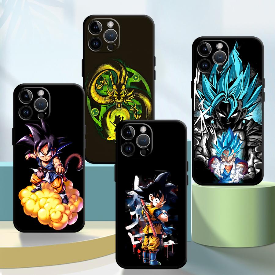 Black Soft Phone Cover Case for iPhone 7 8 15 16 14 Plus 17Air XS Max XR 13 12 11 17 Pro Max Dragon Ball Dragon Logo