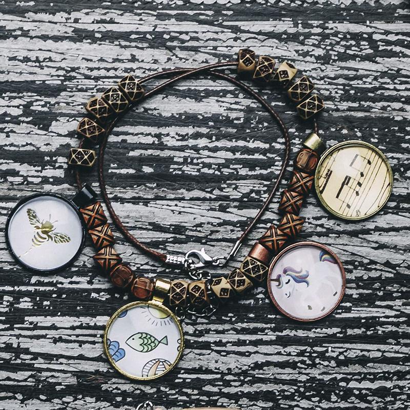 80Pcs Round Pendant Trays Glass Cabochon Base 8 Color Jewelry Making Crafts Gift