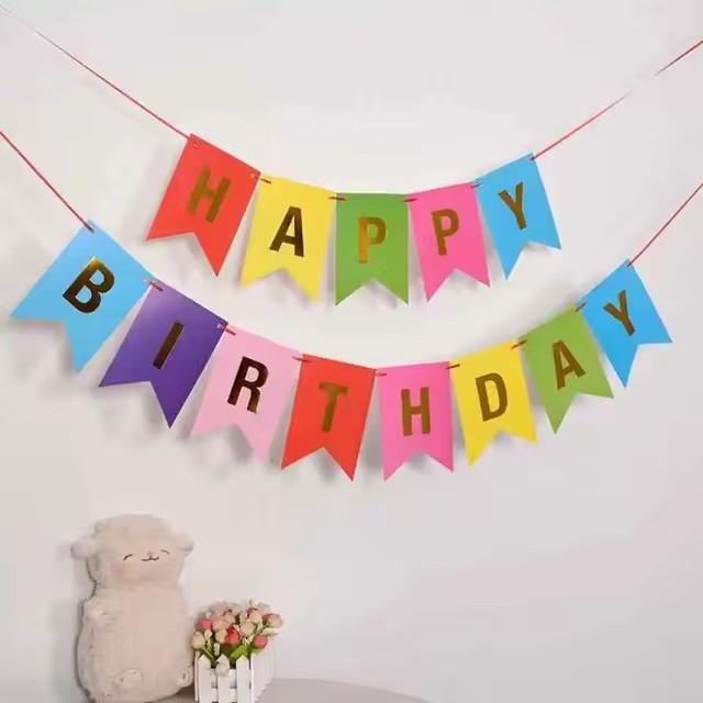 С днем рождения на английском языке Позолоченный флаг-ласточка Украшение Баннер Праздничные принадлежности