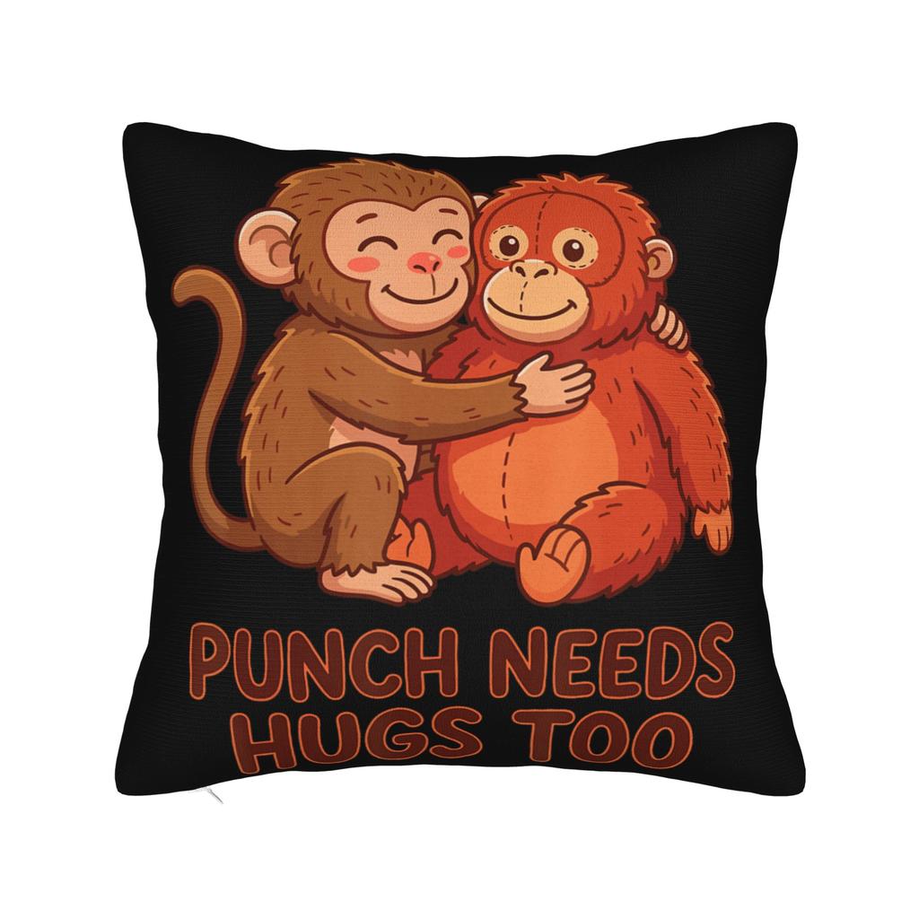 Retro Cute Monkey Punch Cute Monkey Baby Funny Animal Pillow Cover  Square Cushion Cover Pillow Case For Wedding Party Decor