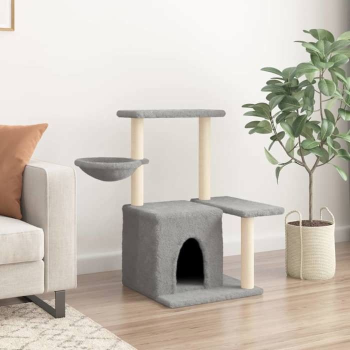 VidaXL Arbre à chat avec griffoirs en sisal Gris clair 83 cm 172110