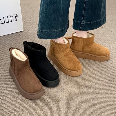 Женские зимние ботинки-дутики на толстой подошве 2025 новые зимние утепленные и набивные мехом интегрированные короткие ботинки Северо-восточные большие хлопковые ботинки