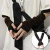 Fashion Women Lady Striped Elbow Gloves Warmer Knitted Long Fingerless Gloves Elbow Mittens Christmas Accessories Gift