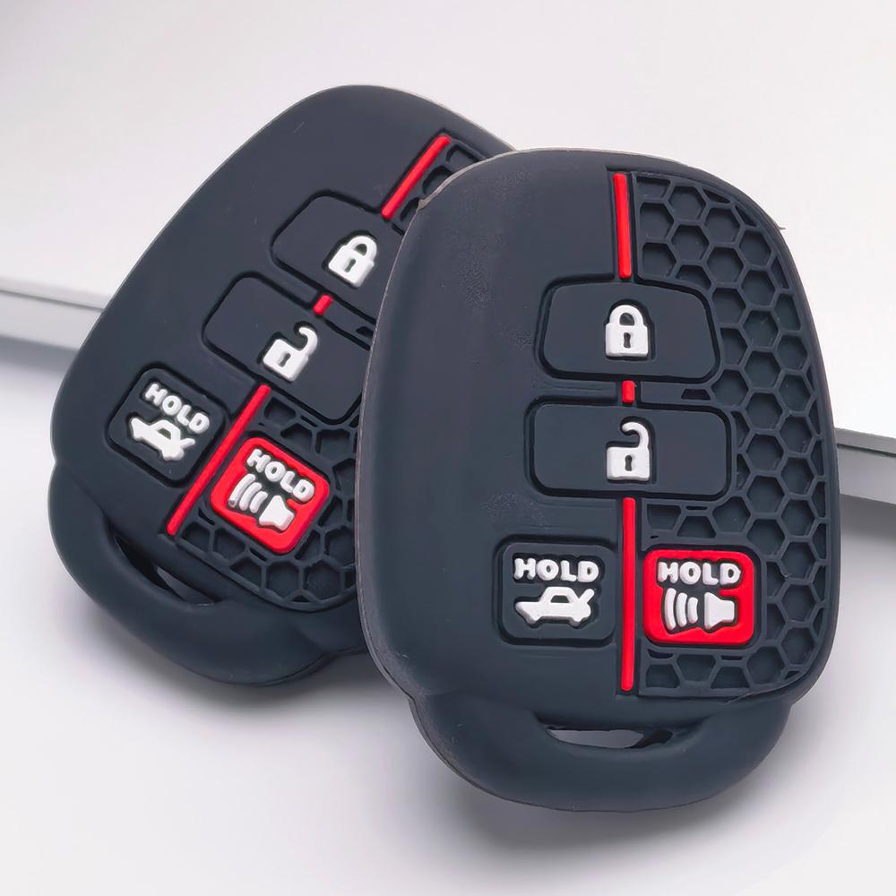 Silicone Key Cover for Toyota Key, Fits Toyota Corolla Camry RAV4 Yaris Hilux Highlander Prado Vios Fortuner, Shockproof Key Fob Holder