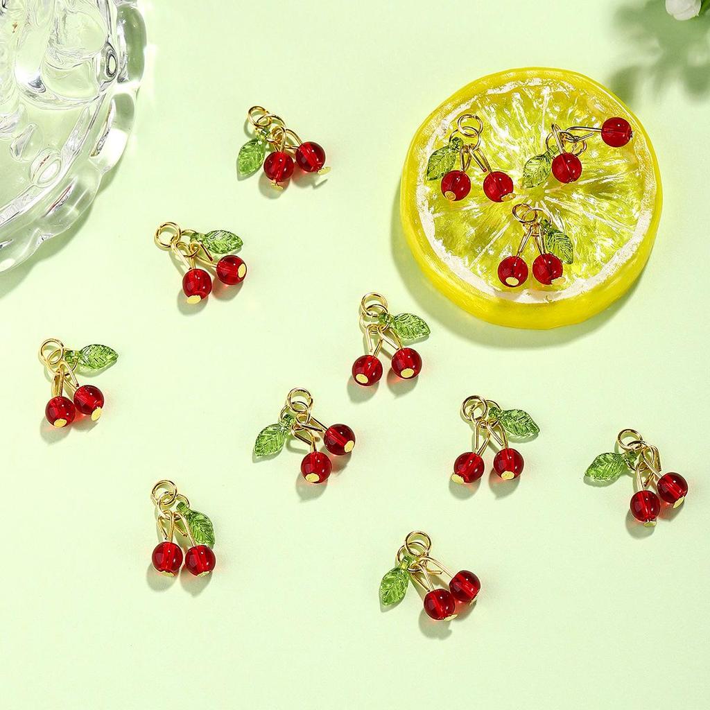 3D подвески-шармы в виде вишни для изготовления украшений своими руками: Браслеты, ожерелья, серьги