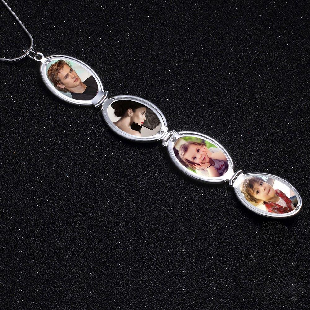 Chain 4 Photo Pendant Jewelry Memory Floating Locket Necklace Fashion Album Box Necklaces  Women