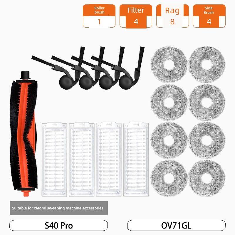 Compatible with Xiaomi S40 Pro Robot Vacuum Cleaner Ov71Gl Accessories: Side Brush, Filter, Mop, Cleaning Fluid, Consumables
