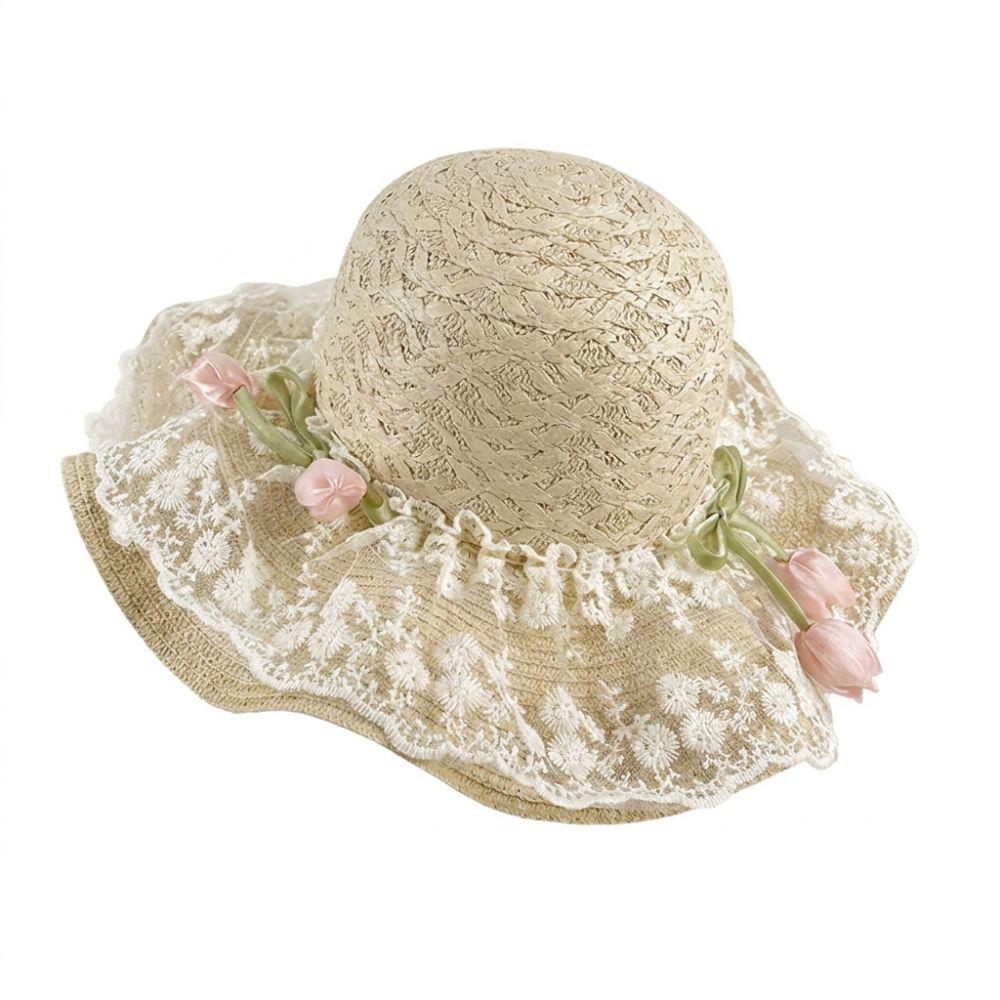Wide Brim Straw Hat Tulip Sunscreen Hat Fashion Sunshade Hat Summer