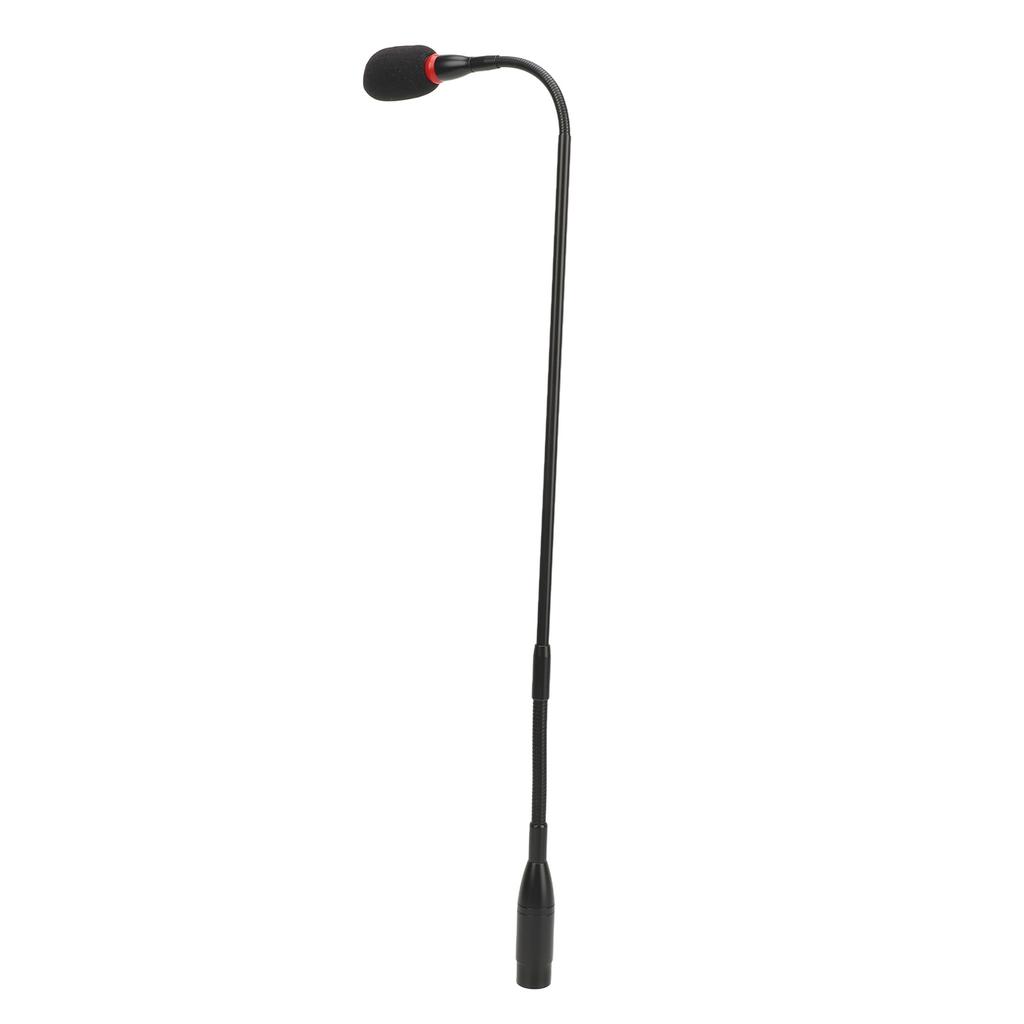 Gooseneck Microphone 23.2in Condenser 3 Pin Straight Plug Flexible with Indicator Windproof Cotton Aluminium Alloy