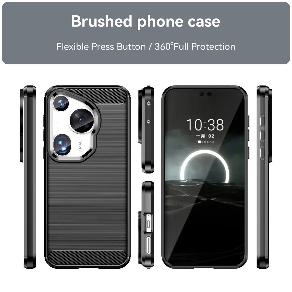 Чехол для Huawei Pura 70 Ultra, текстура углеродного волокна, мягкий ТПУ, тонкая крышка для телефона