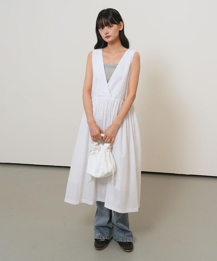 General Idea Loose Fit Sleeveless Floral Dress [White] / Gf2Lop517