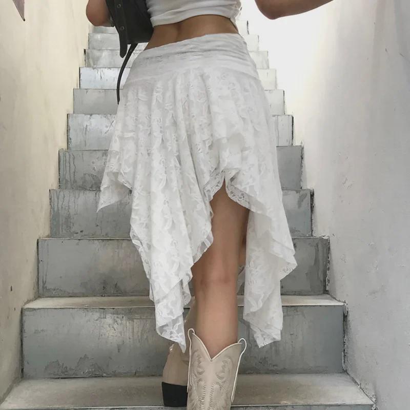 Юбка-плиссе из французского ретро-кружева с неровными слоями