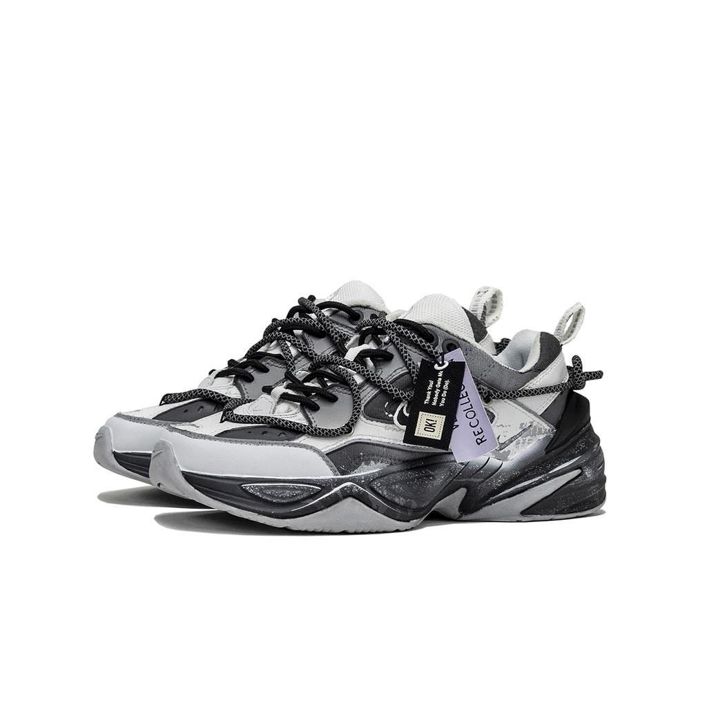 Nike M2K Tekno Chenchen, Амортизация Snow Trace, Износостойкие Низкие Кроссовки на Массивной Подошве Женские Серый Черный AO3108-100(Команда800-)