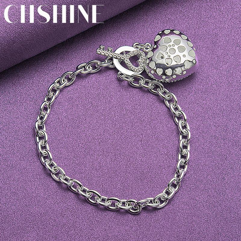 CHSHINE 925 Sterling Silver Heart Pendant Bracelet Fashion Charm For Women High Quality Jewelry