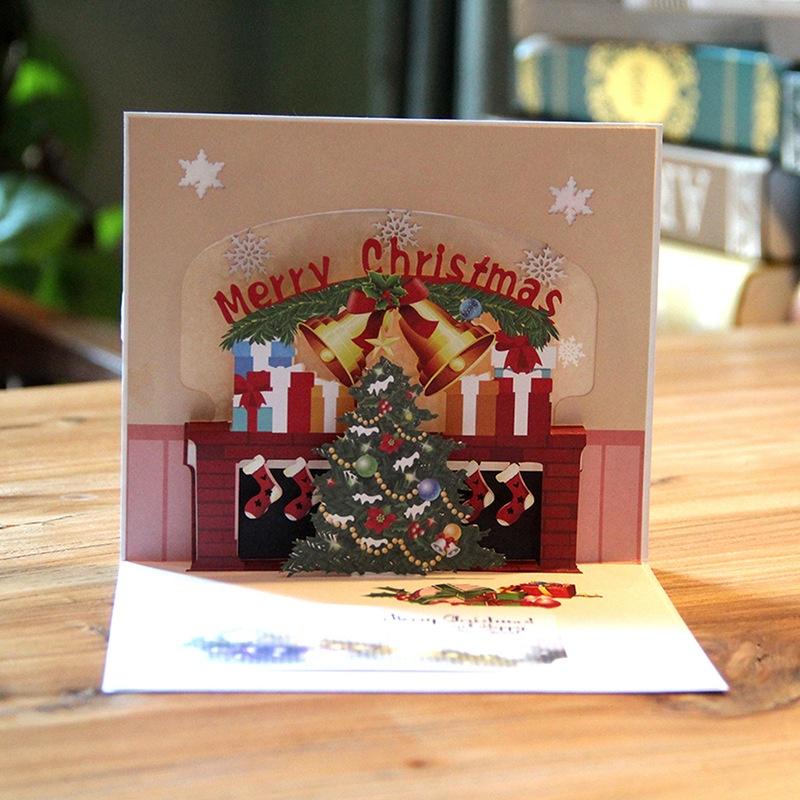 3D Merry Christmas Tree Pop-Up Holiday Cards with Envelope New Year Greeting Cards Handmade