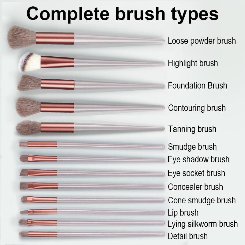 13 Makeup Brush Set Beginner Loose Powder Eyeshadow Lip Brush Foundation Concealer Blush Eyeshadow Brush Soft Hair Beauty Student Makeup Tool