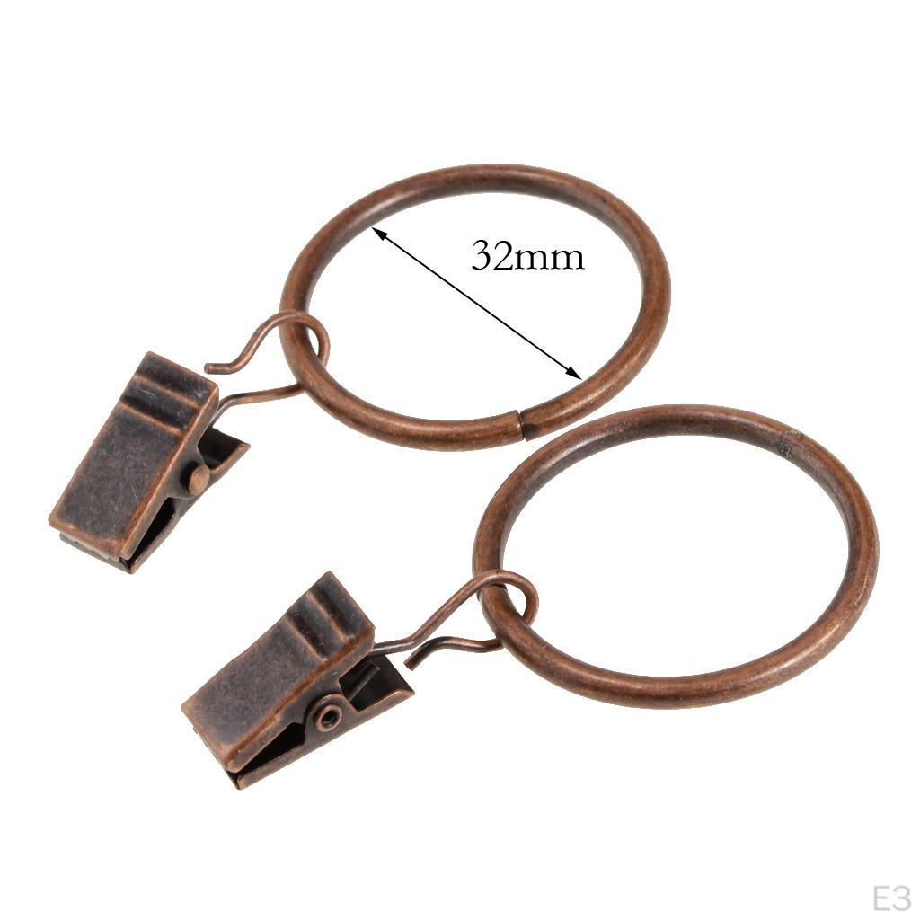 Набор из 12 колец с зажимами для штор, прочная металлическая декоративная драпировка, винтаж, медь, 32 мм