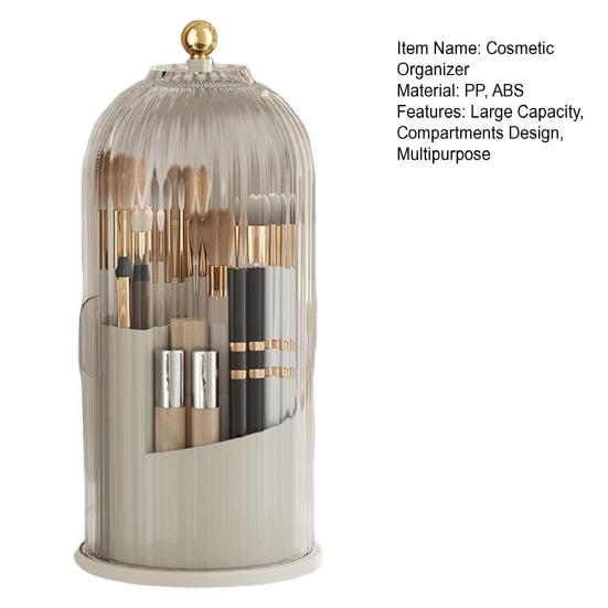 Коробка для хранения косметики с крышкой Многофункциональная клетка в форме птичьей клетки Универсальный вращающийся на 360 градусов держатель кисточек для макияжа для туалетного столика