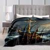 Elegant Golden Anchor Printed Blanket: Perfect for Cozy Nights and Festive Gifting - Available in Various Sizes