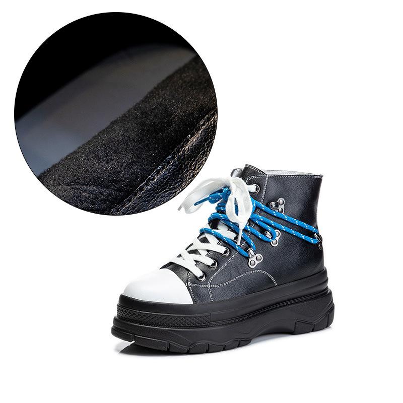 Кожаные маленькие белые туфли осень-зима 2025 новые бархатные на толстой подошве увеличивающие рост повседневные женские туфли спортивные на плоской подошве одинарные туфли женский тренд