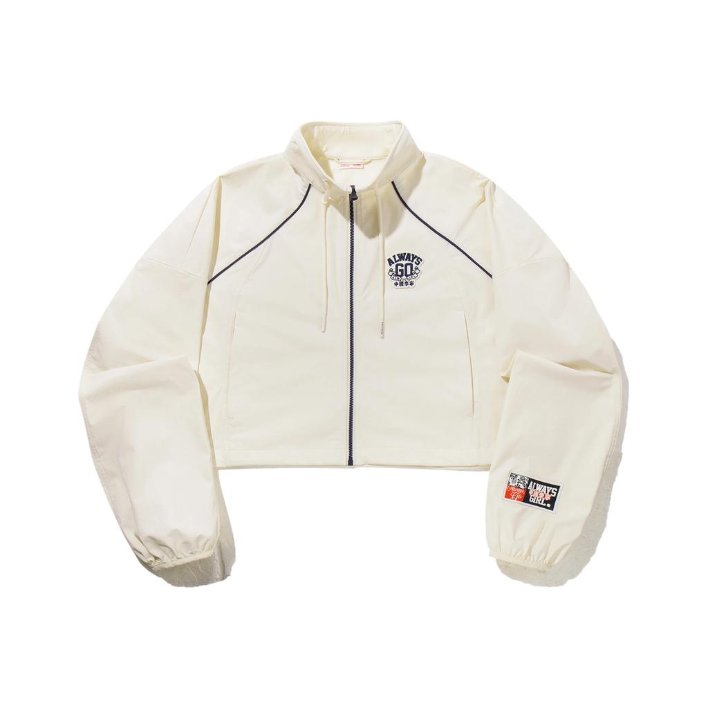 Li Ning Буква Молния Универсальный Воротник-стойка Повседневный Свободный Ветровка Женская Верхняя одежда AFDVB60-5