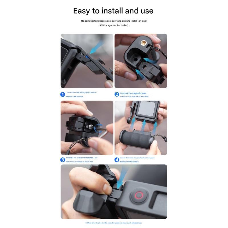 Ergonomic Hand Grip For Action Cameras Featuring Quick Blind Button And Cold Shoe Mount For Stable Street Photography