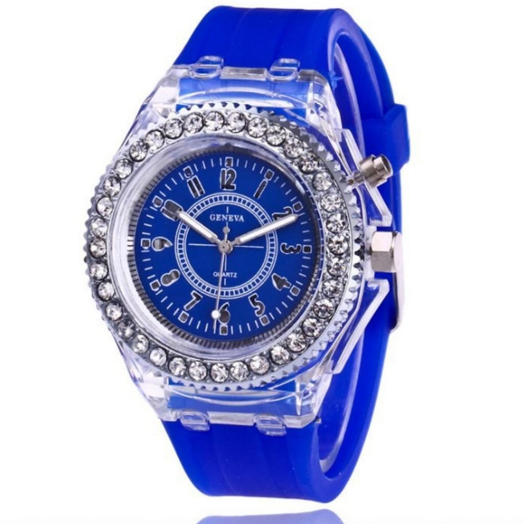 Fashion Rhinestone LED Luminous Watch for Women Outdoor Sports Digital Woman Wirstwatch Clock