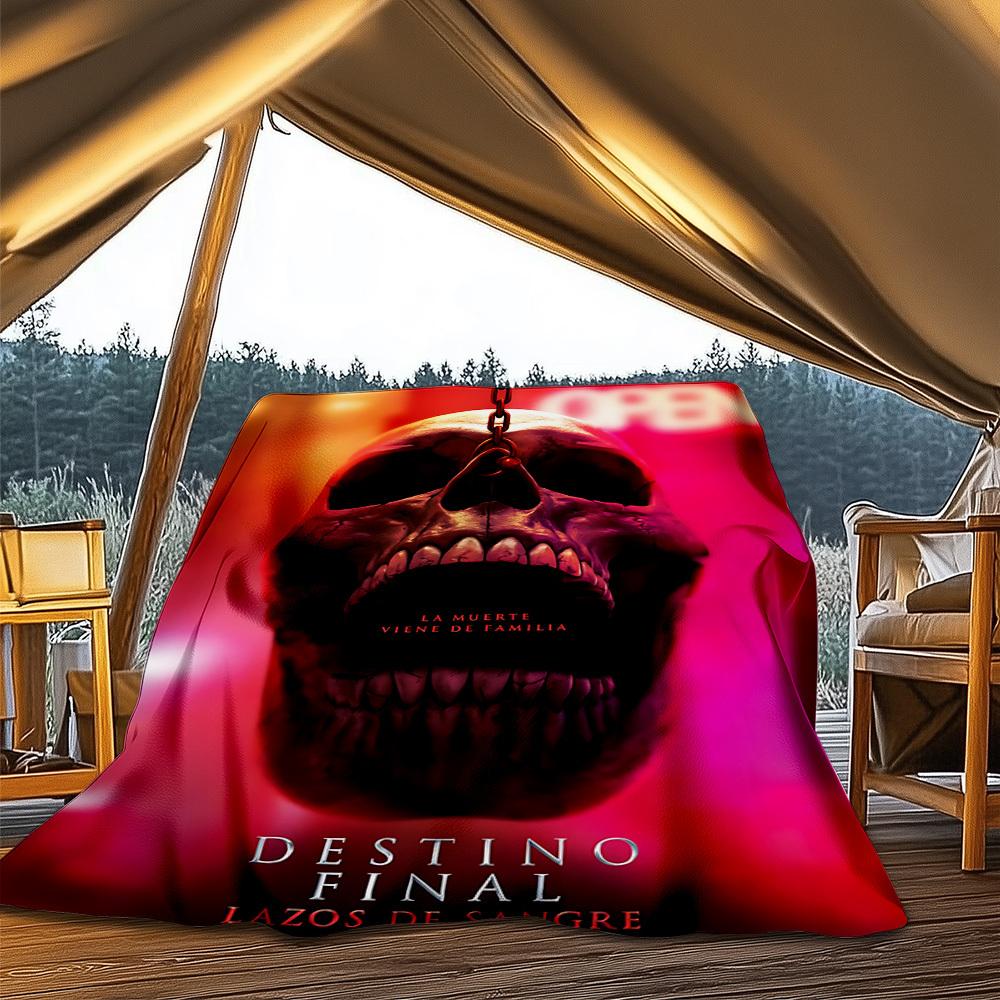 1pc Final Destination Outdoor Flannel Blanket, Cozy & Warm Soft Te Playful Design, Napping Camping,