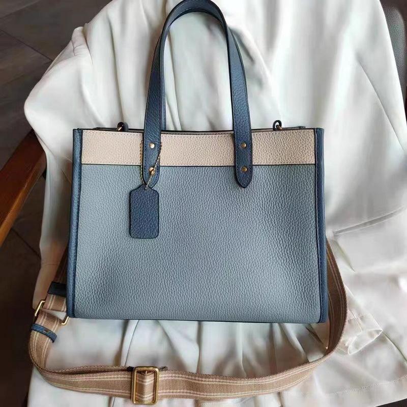 2025 New Style Genuine Leather Women's Bag Coffee Color Handheld Tote Large Capacity Casual Bag Handbag Single Shoulder Crossbody Bag Cross-Border Hot