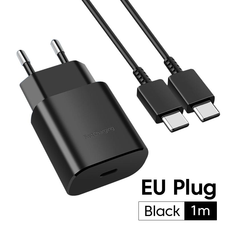Зарядное устройство USB-C/Type C мощностью 25 Вт для Samsung Galaxy S24 S23 S22 S21 S20 Note10 20 a34 a54 A13 A14 A71 A80 S8 S10, кабель для быстрой зарядки с USB C на Type C
