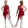 Girls Single Long Sleeve Lace Patchwork Lyrical Dance Dress Ballroom Modern Contemporary Dance Costume