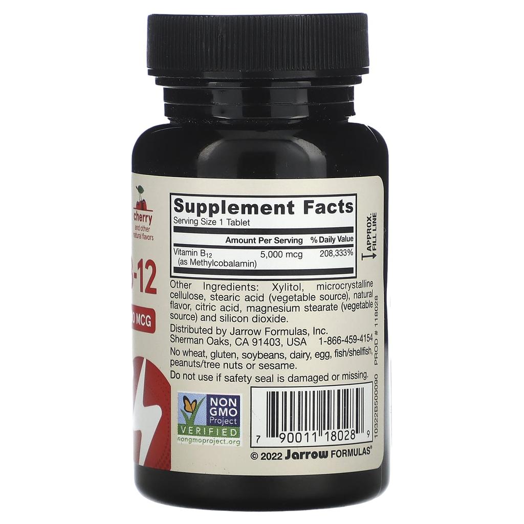 Vegan Methyl B-12, Maximum Strength, Cherry, 5,000Mcg, 90 Chewable Tablets
