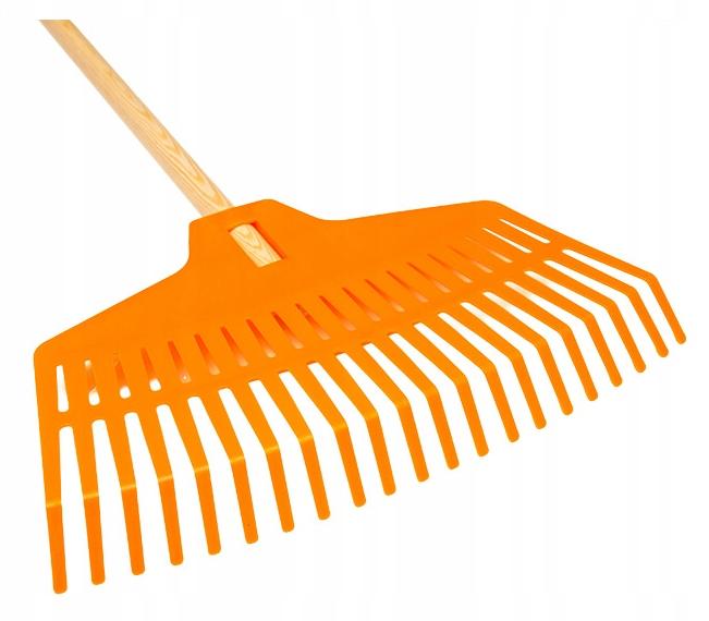 Plastic garden rake for leaves with a 166 cm handle