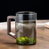 Утолщенная термостойкая стеклянная чайная чашка Бытовая японская прозрачная чашка для зеленого чая Офисная чашка с деревянной ручкой против ожогов