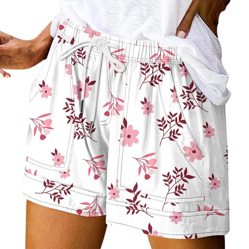 Women's Casual Summer Elastic Beach Shorts Print Casual Shorts