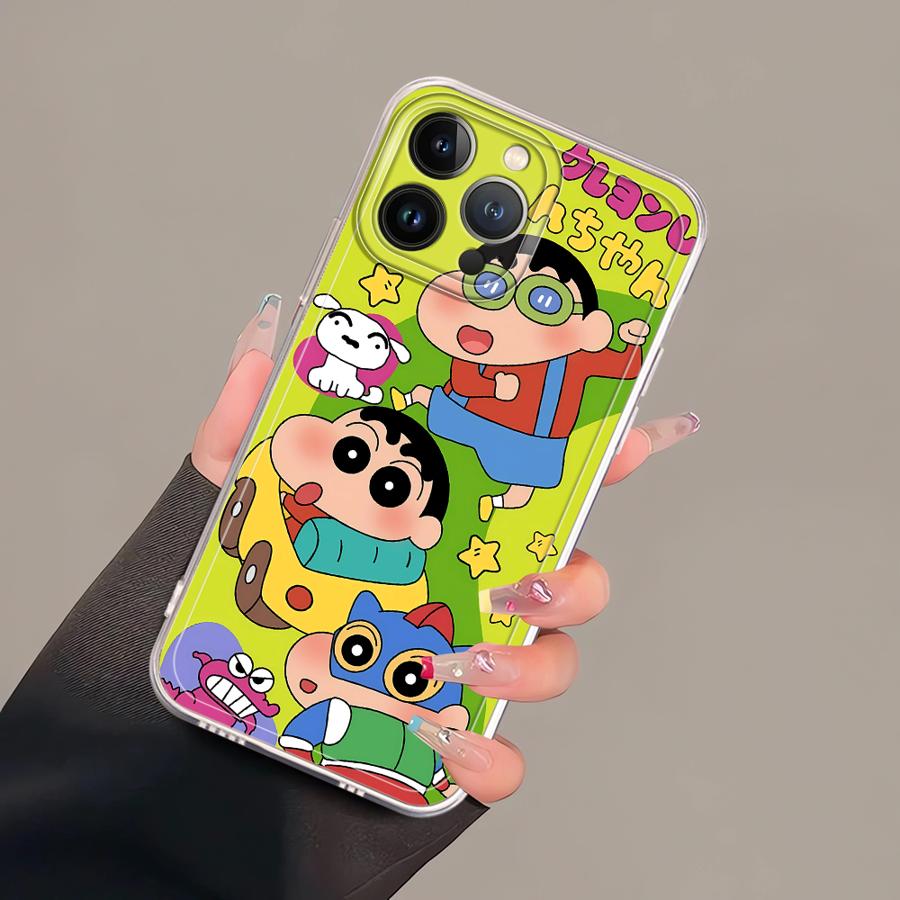 Cute Crayons Shinchan Case for iPhone 17 Pro Max XR 13 Pro 15 12 Mini 7 8 Air 16 14 Plus XS Max 11 Soft Phone Cover