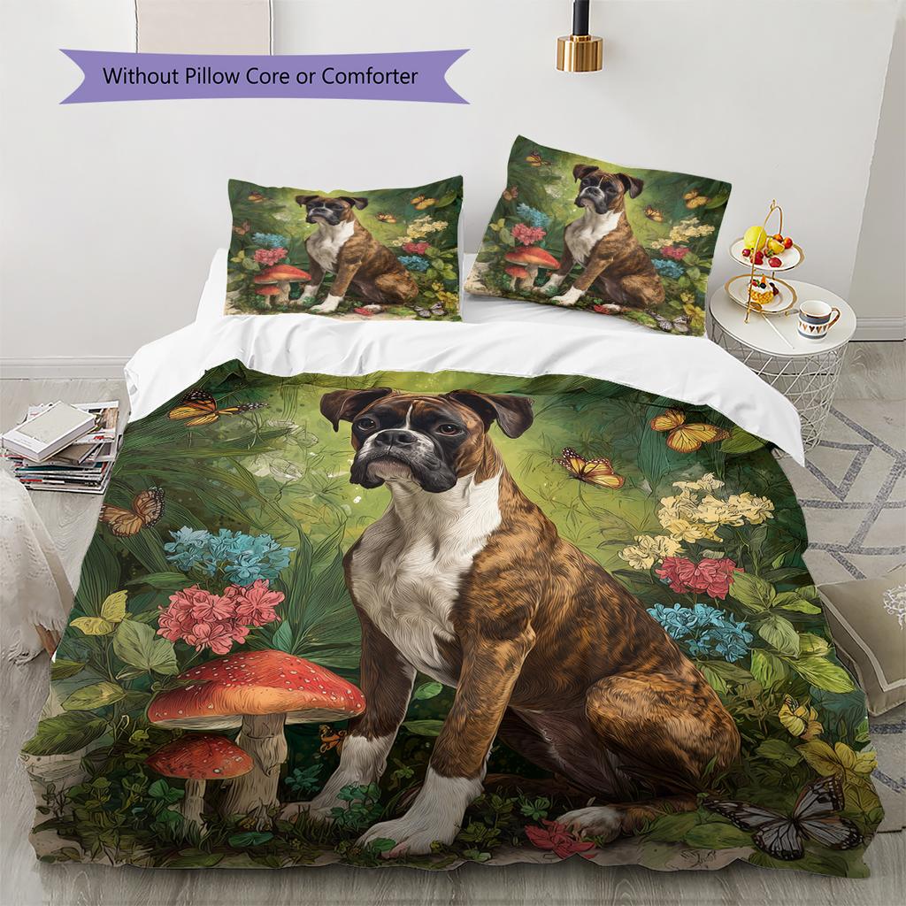 Boxer Pattern Bedding Home Decoration Birthday Gift (1 * duvet cover + 2 * pillowcase, without core)