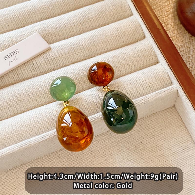 Geometric Circular Acrylic Resin Earrings Water Droplet High-End and Light Luxury Jewelry New Accessories for Women and Girls