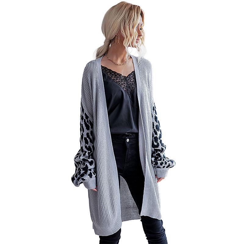 Повседневный тренд, универсальный, осень-зима, Ближний Восток, женский вязаный кардиган, свитер, куртка с леопардовым принтом