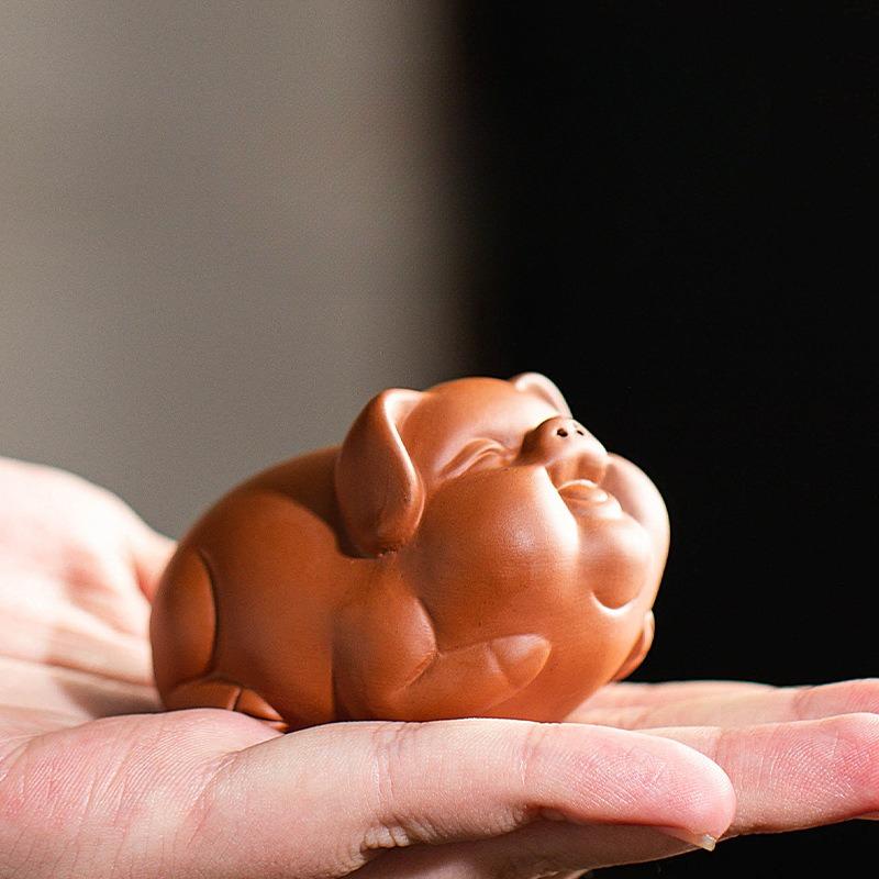 Cute Lucky Pig Zisha Tea Pet Ornament Nourishing Fortune Tea Play Tea Tray Table Tea Accessory