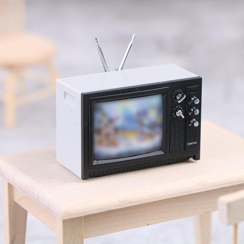 Dollhouse Miniature Ornaments Mini Retro Tv Toy Ornaments