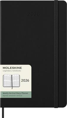 Ежедневник Moleskine 2026, начало в январе, 12-месячный еженедельник, вертикальный, большой формат (13см Ш x 21см В), Твердый переплет, Черный, DHB12WV3Y26
