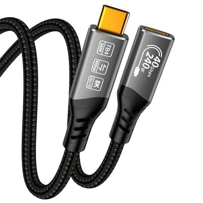 Удлинительный кабель USB C Thunderbolt 4 240 Вт, USB C Папа-Мама 240 Вт Быстрая зарядка 40 Гбит/с Передача данных 8K Видео Ультра HD Кабель