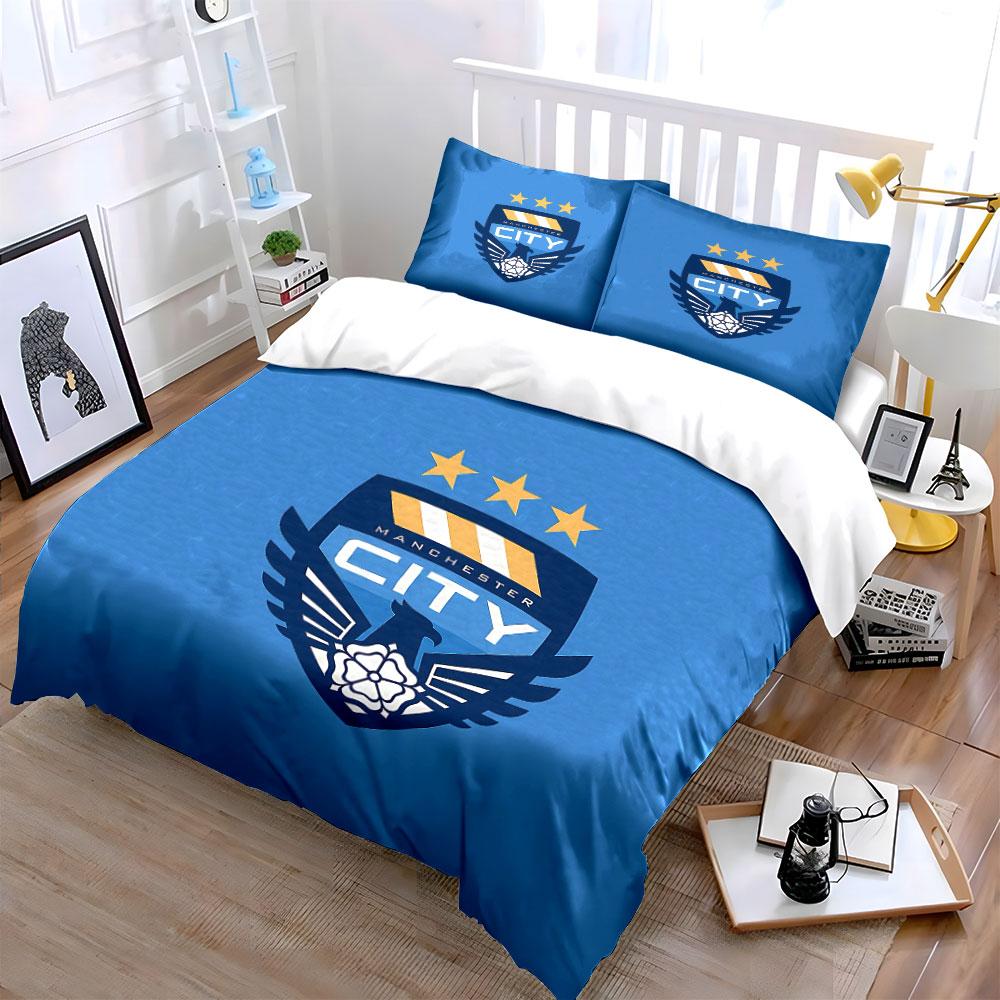 "Manchester City Blue Bedding Set" Bedding Duvet Cover Set Duvet Cover Pillowcases (1 * Duvet Cover 2 * Pillowcases, without duvet insert)